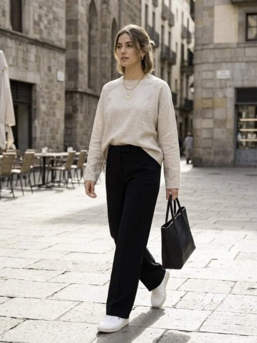 J. Jill Flat Front Relaxed Fit Linen Viscose Pull-on Black Pants, Size 4